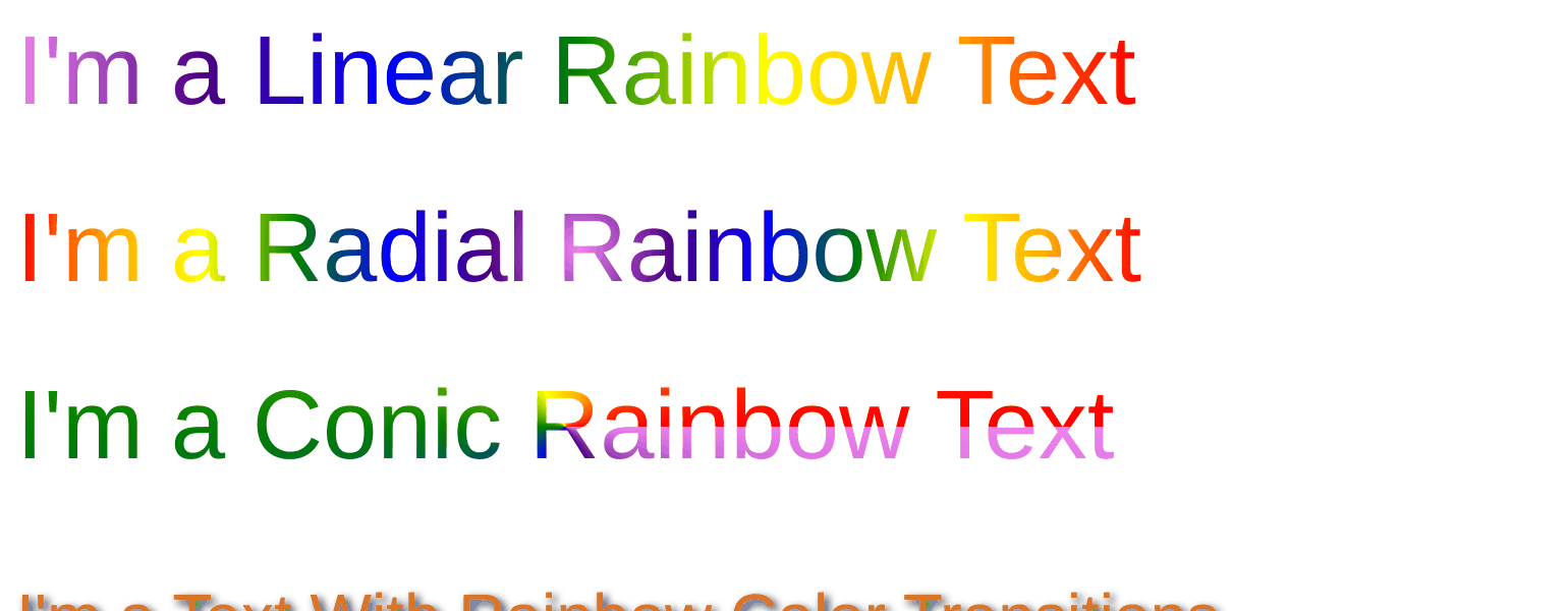 Example of CSS Rainbow Text