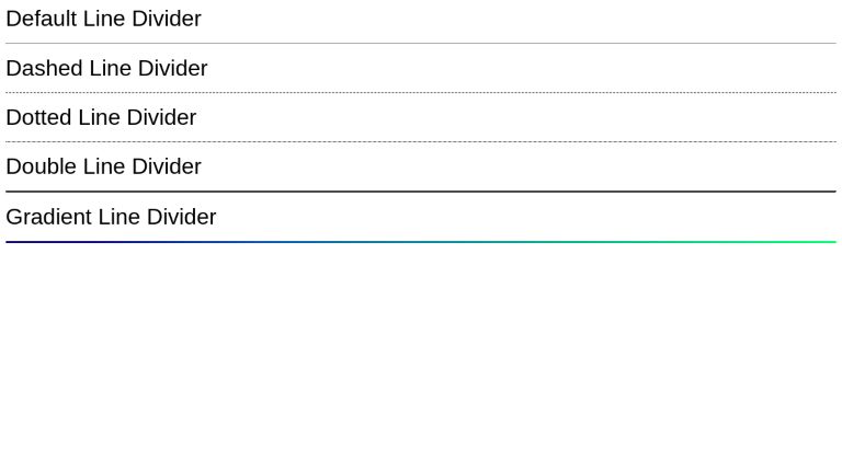 Example of HTML Line Dividers
