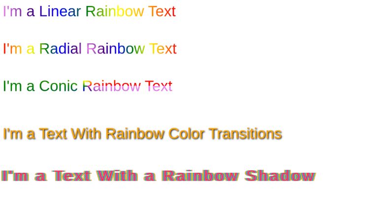 Example of CSS Rainbow Text